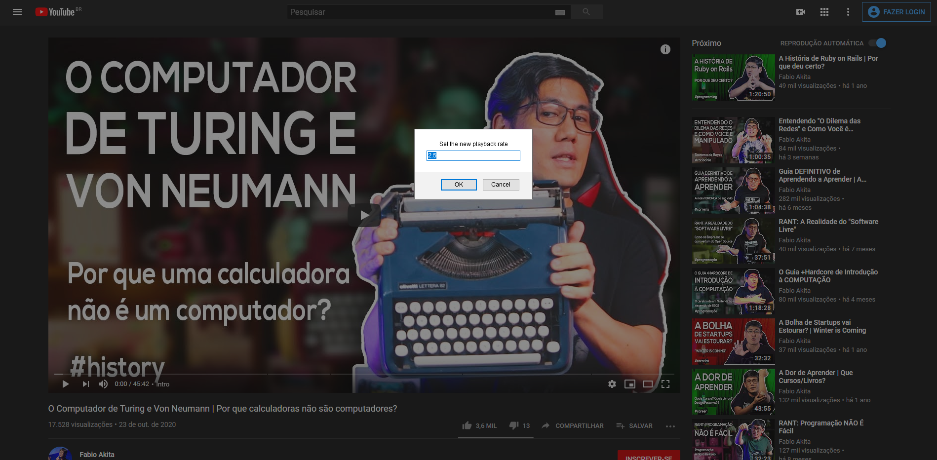 Video speed bookmarklet working